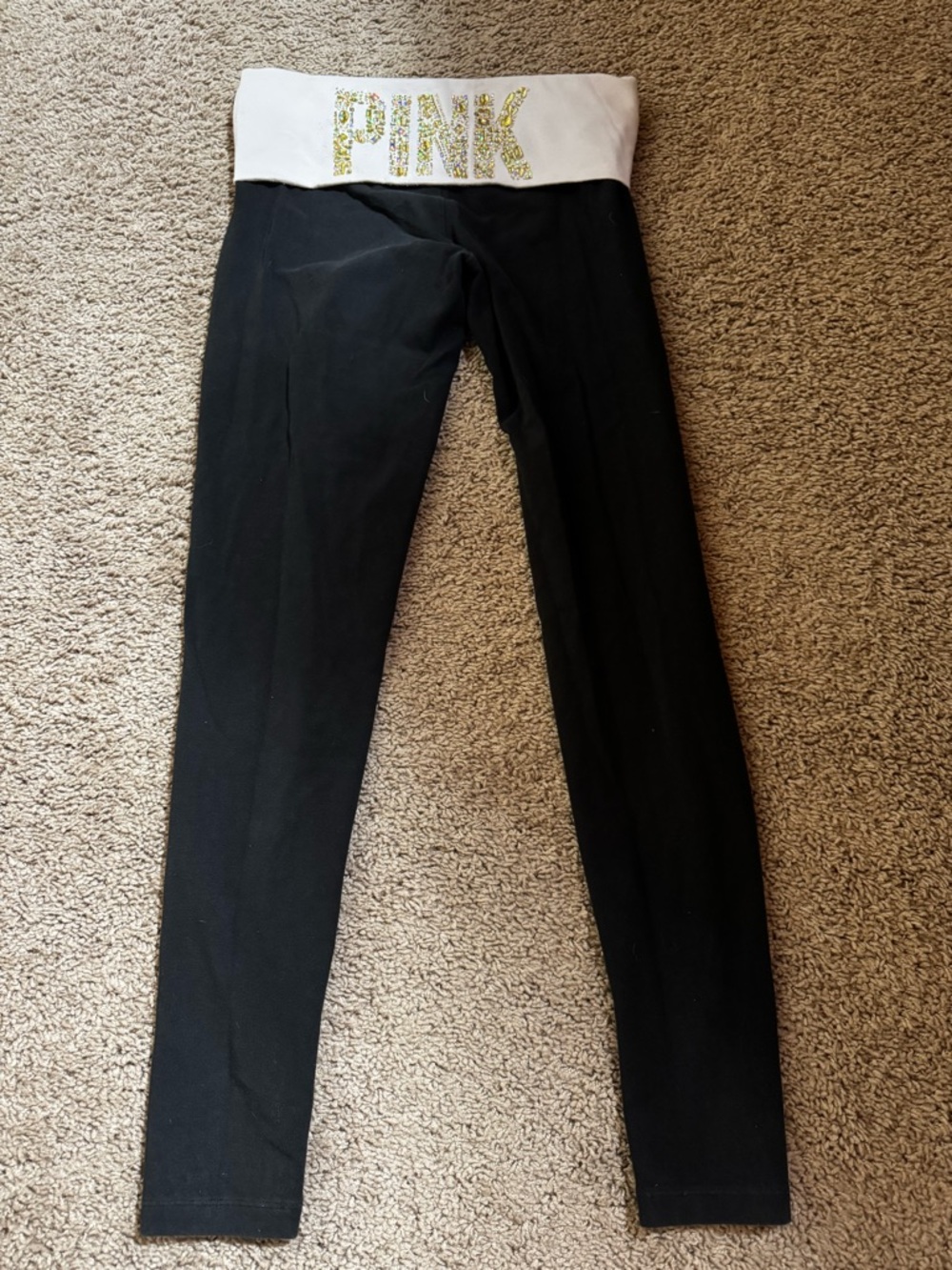 Y2K Victorias Secret PINK Fold Over Yoga Bling Rare Small